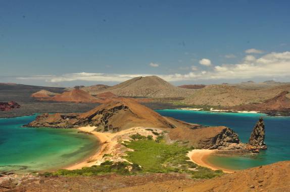 A paisagem vulcânica da Ilha de San Bartolomeu (próxima a Isla de Santiago), em Galápagos